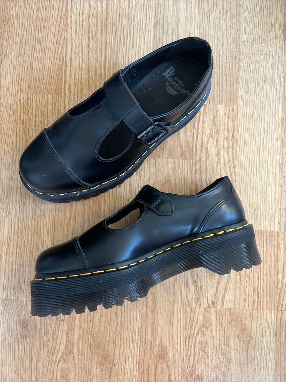 Dr. Martens Black Leather Mary Jane Platform Bethan Shoes Size 9 NWOT - Picture 1 of 5